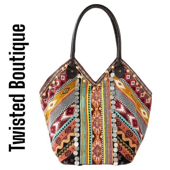 🛍️ NWT Macchia di Ruggine Boho Patchwork Calico Tote 🛍️  MSRP $98 - Picture 8 of 12